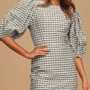 Lulus Checks Appeal Black Gingham Seersucker Puff